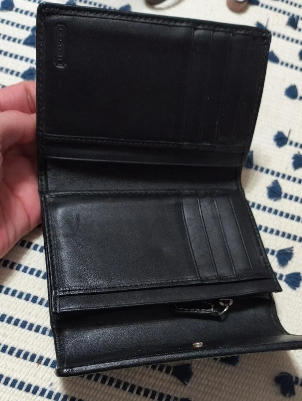 Vintage Coach Signature Jacquard Small Compact Trifold Wallet